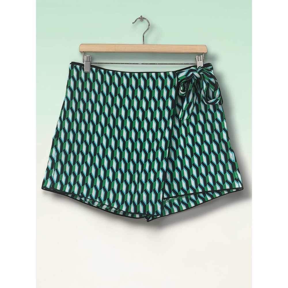 Diane von Furstenberg Target Geometric Wrap Skort‎ Green Teal Black Size M